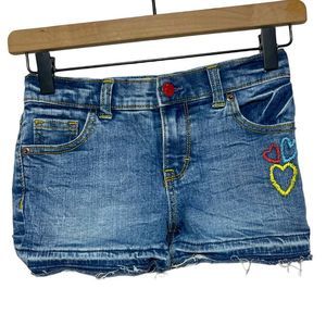 Gymboree Hear Embroidered Denim Distressed Short Size 7